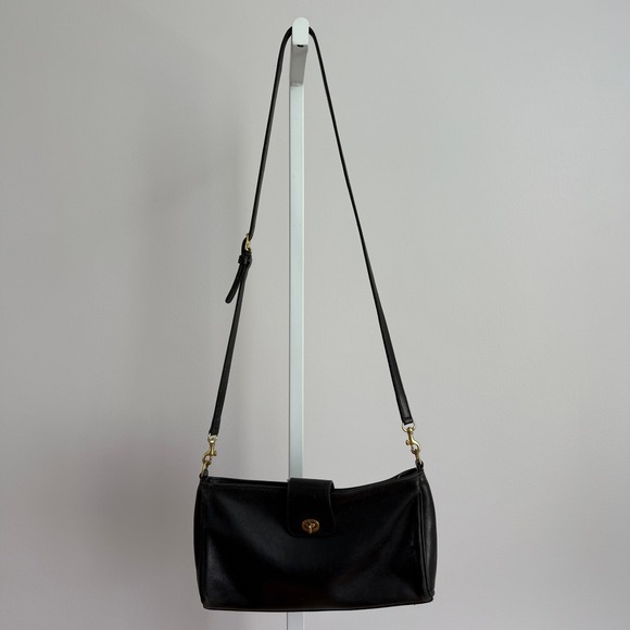 Coach‎ Vintage cowhide Leather 90s Bag Crossbody Purse Classic 9154 Black Small - Picture 1 of 13